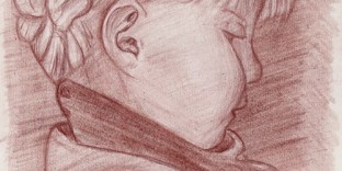 Lea profil dessin d'enfant portrait à la sanguine d'après photo A4 21 x 29.7 cm (vendu) papier recyclé. Dessin du portraitiste dessinateur Fabien Lesbordes. Paris