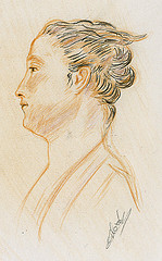 Un portrait de femme dessiné à la manière de Watteau