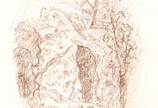 composition dessin au crayon du rocher - Versailles domaine de Marie-Antoinette