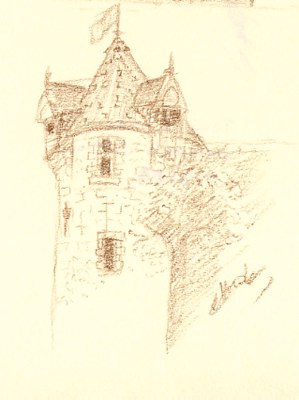 La tour blanche d'Orléans dessinée au crayon