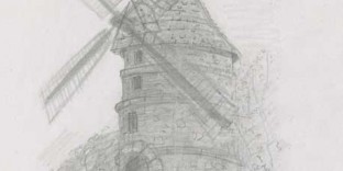 Ancien moulin dessin Ivry-sur-Seine Paris