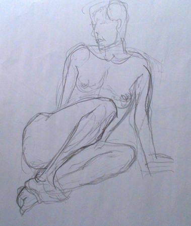 1 dessin artistique de femme assise