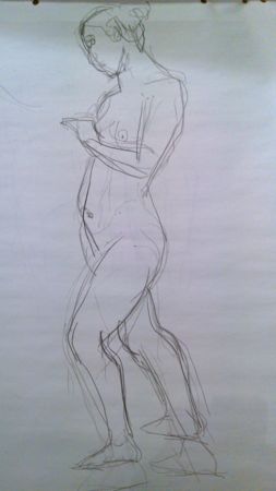 femme nue dessin artistique debout