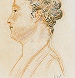 Un portrait de femme dessiné à la manière de Watteau
