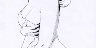 Illustration série Pin up Anna Nicole Smith et la serviette Illustration au feutre noir. Format A4 21 x 29,7 cm illustrateur © Fabien Lesbordes Artiste Vectanim 2011. Paris, France.