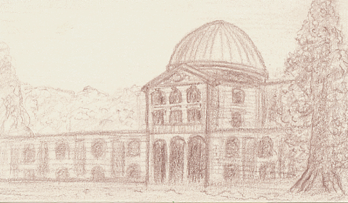 Composition dessin du château neuf de Meudon et son observatoire. Dimensions 119x68 mm dessinateur Vectanim 2011