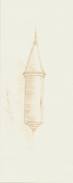 Crayonné dessin d'une tourelle à Montargis © Fabien Lesbordes dessinateur Vectanim 2011