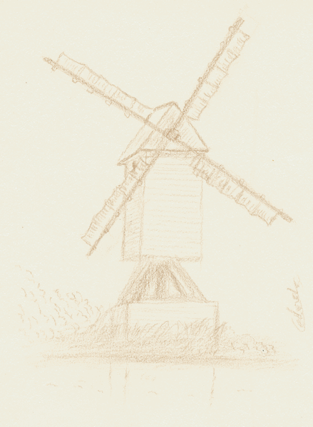Dessin du moulin d'Etampes dessin crayonné dessinateur Vectanim 2011