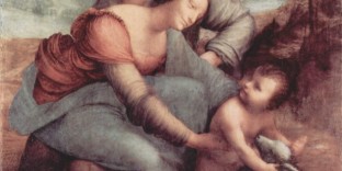 Tableau peinture de Léonard de Vinci Sainte Anne la vierge à l'enfant