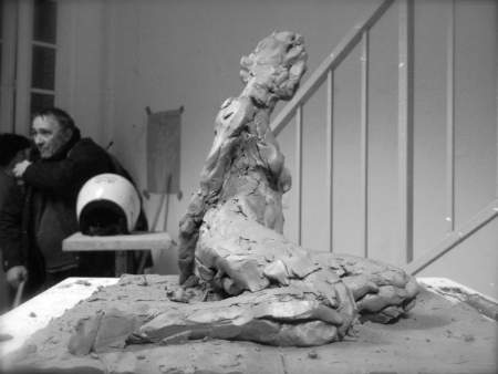 Sculpture éphèmère ronde-bosse modèle vivant nue