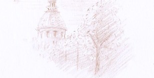 dessin composition vue du monument de paris le pantheon