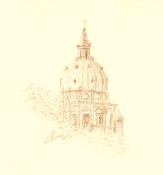 1 croquis dessin de paris église du Val-de-Grâce