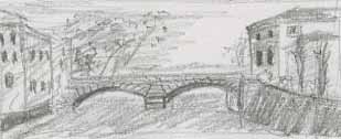 Croquis pont dessiné à Pézenas