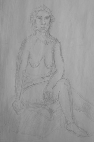 1 femme assise portrait de nue