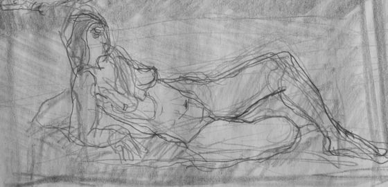 Femme couchée nu d'art