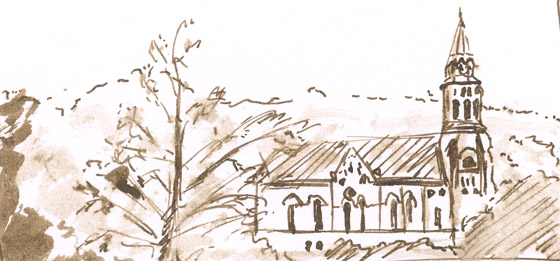 Eglise Annecy dessinée à l'encre