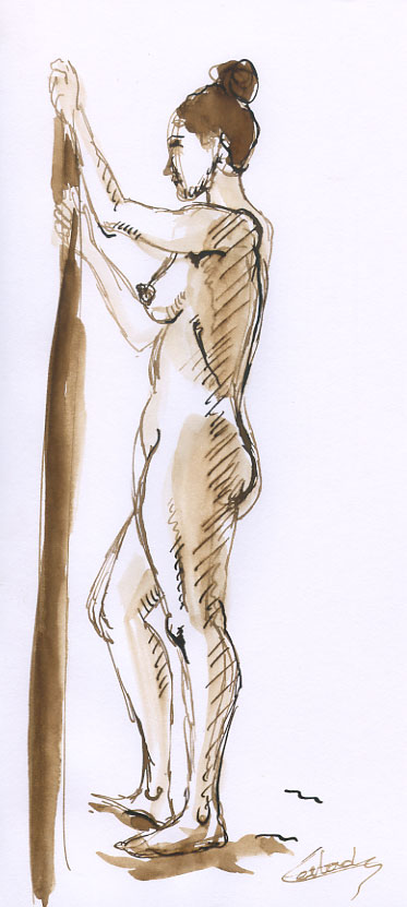 Illustration femme au baton